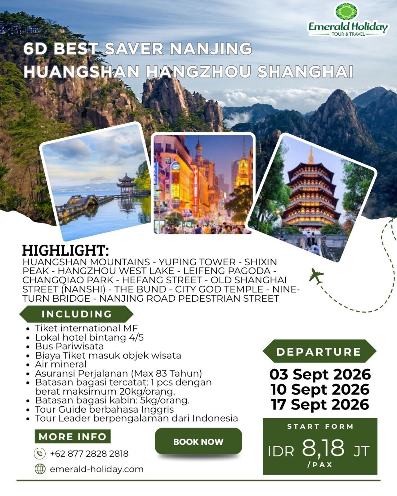 6D BEST SAVER NANJING HUANGSHAN HANGZHOU SHANGHAI